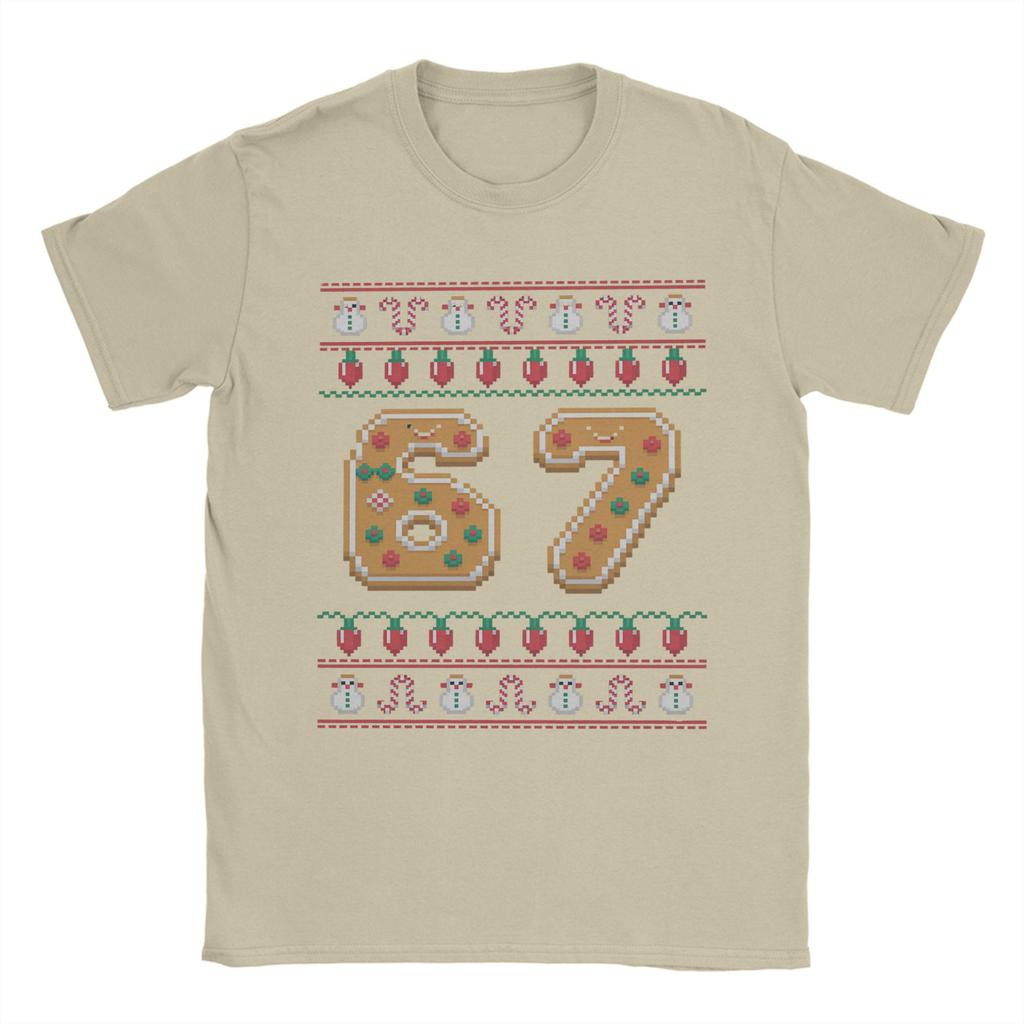 Christmas 67 Funny Xmas T-Shirts Men  Vintage 100% Cotton Tees Crew Neck Short Sleeve T Shirts Summer Tops