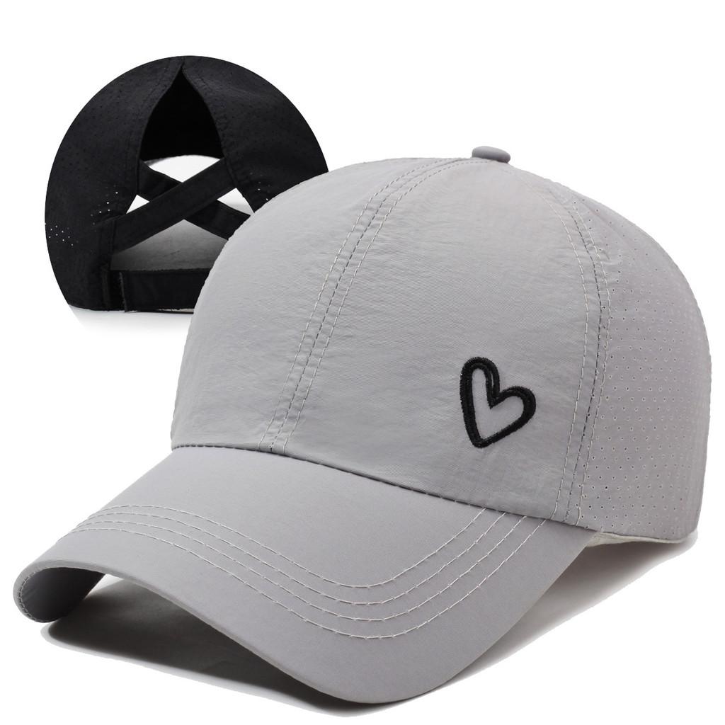 Baseball Cap Womens With Breathable And Cross Design Love Embroidery Heart