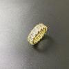 T-Shaped 6mm Zircon Single Row Hip-Hop Square Diamond Ring, Real Gold Plated Unisex Couple Ring.