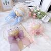 Sweet Lolita Handwoven Pet Straw Hat Bow Decoration Summer Sunshade For Cat Dog