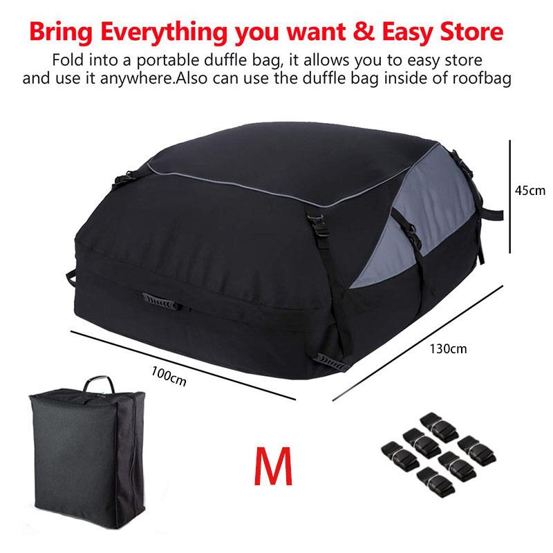 Bolsa de techo para carga de coche, impermeable, para portaequipajes de techo de automóvil, bolsa de almacenamiento, 600D Oxford, para coche, SUV, furgoneta, bolsas de techo plegables