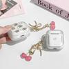 Silver Bead Glitter Powder Small Fresh Cherry Bluetooth Headset Case Is Suitable For Apple Airpodspro3 Japanese Women'S Models