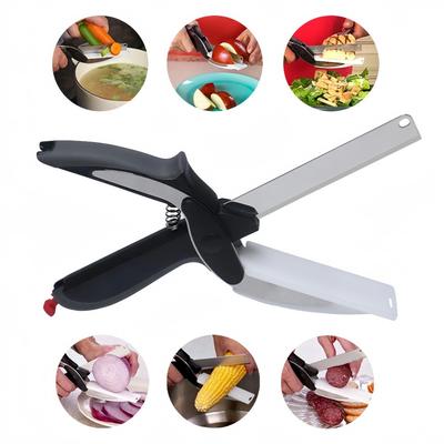 Tijeras de corte premium, tijeras para tabla de cortar, cortador de verduras, cortador fácil, tijeras de cocina multifunción con cuchillo para gofres
