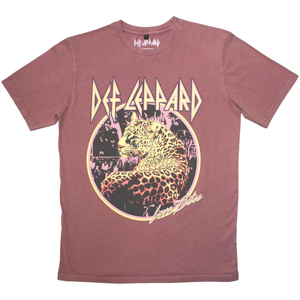 

Official Def Leppard T-Shirt Love Bites Kashmir Red Premium Stonewash Tee NEW L