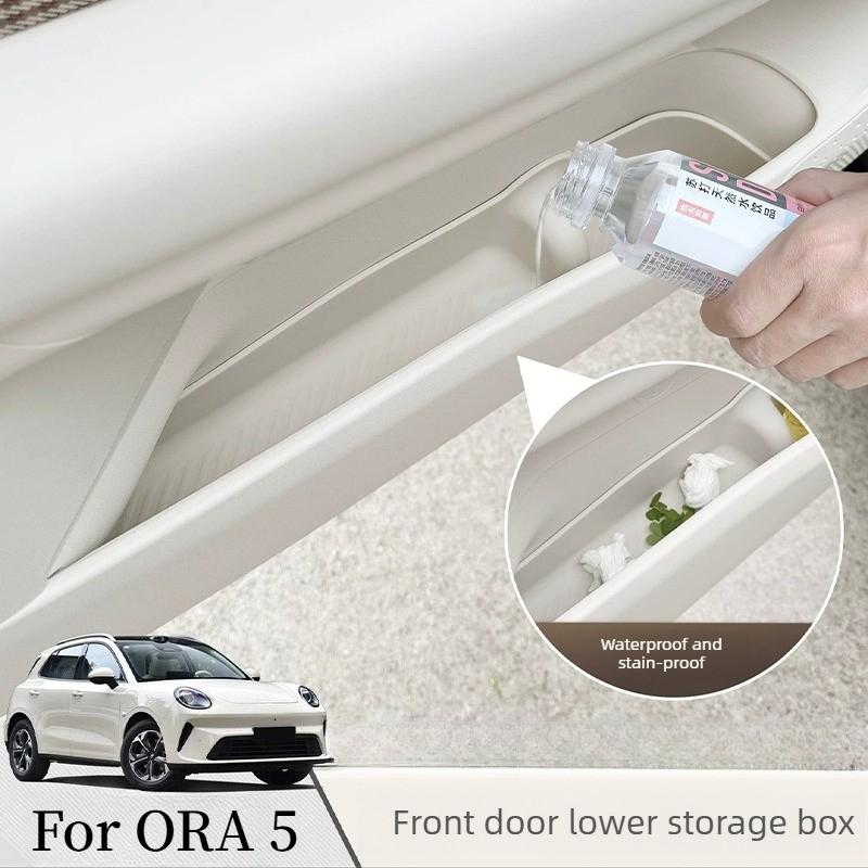 For 2026 GWM ORA 5 Front Door Side TPE Removable Storage Box Door Slot Organizer Interior Accessories