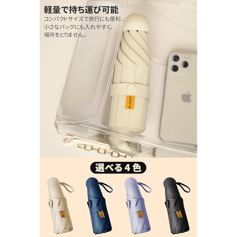 Parasol Super Lightweight [Unfold BIG Approx. 1 Mx Lightweight 170g-180g] UV Cut Rate 100% Completely Blacked Out Heat Shield Folding For Both Rain