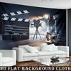 Peach Skin Tapestry Movie Clapperboard Film Camera Spotlight Wall Hanging Cinema Theme Background Cloth For Home Theater Decor