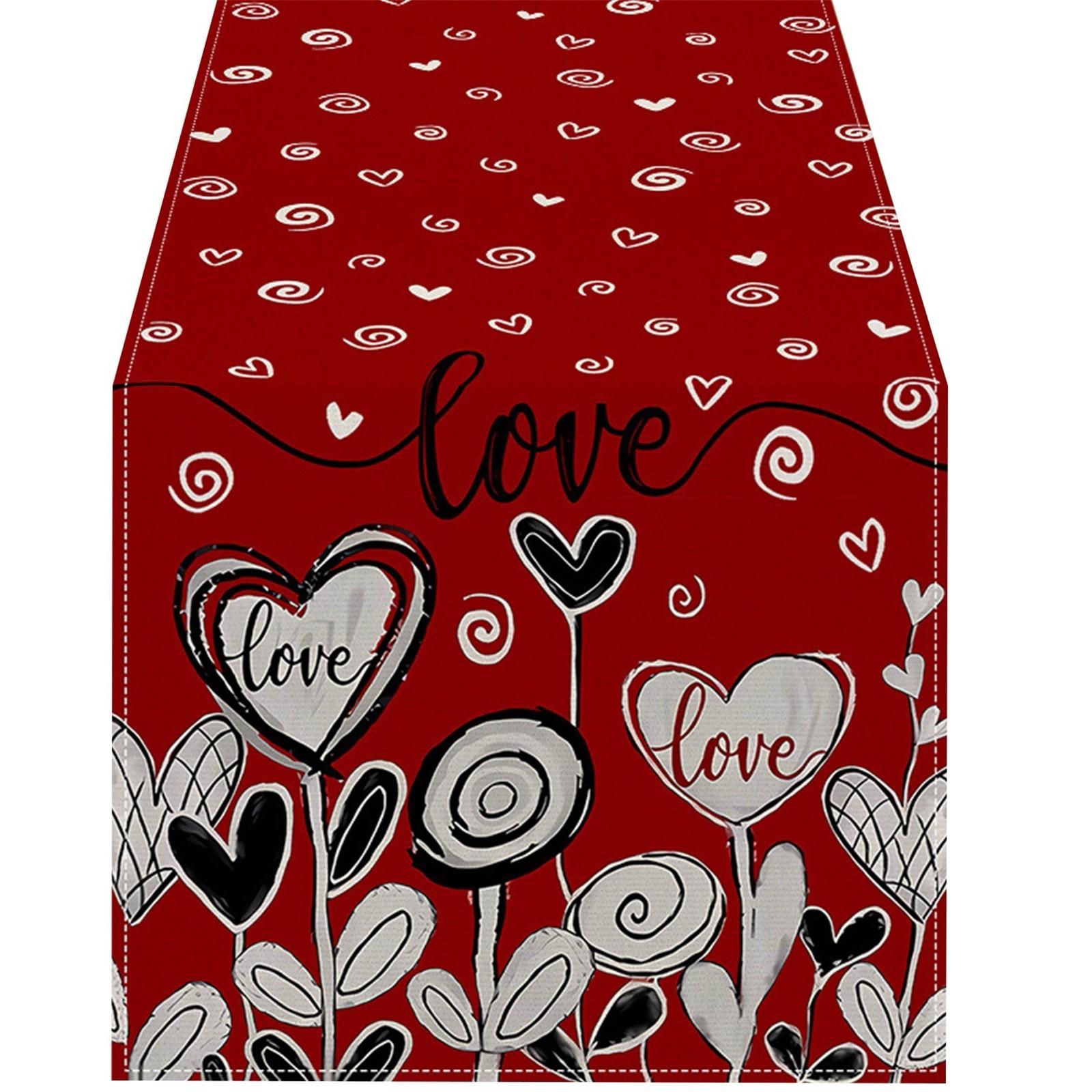 Rose  Linen Table Flag Valentine S Day Table Decoration Tablecloth Cushion Tablecloth Home Fabric