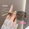 Anti-Blue Light Color-Changing Myopia Glasses, Women'S Ultra-Light Plain Face, Large Frame, Gray-Changing Tea, Light-Sensitive Color-Changing Myopia