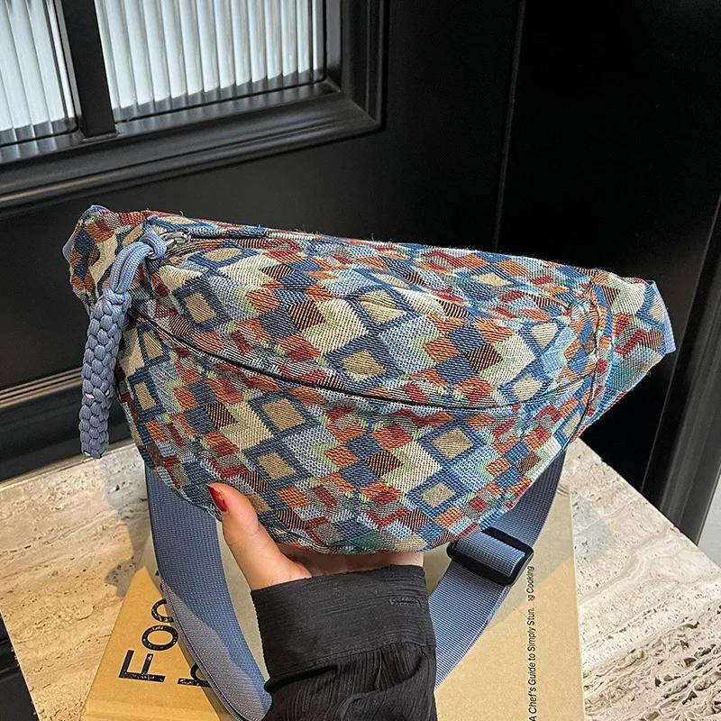 Bohemia Corduroy Belt Bags for Women Fashion Fanny Pack Female Banana Waist Bag Hip Purse Shoulder Crossbody Chest Bag Pocket