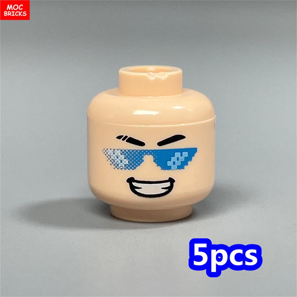MOC Bricks Hollow Flesh Face Expression Head For 4cm Figure DIY Educational Building Blocks Toys For Children Gifts