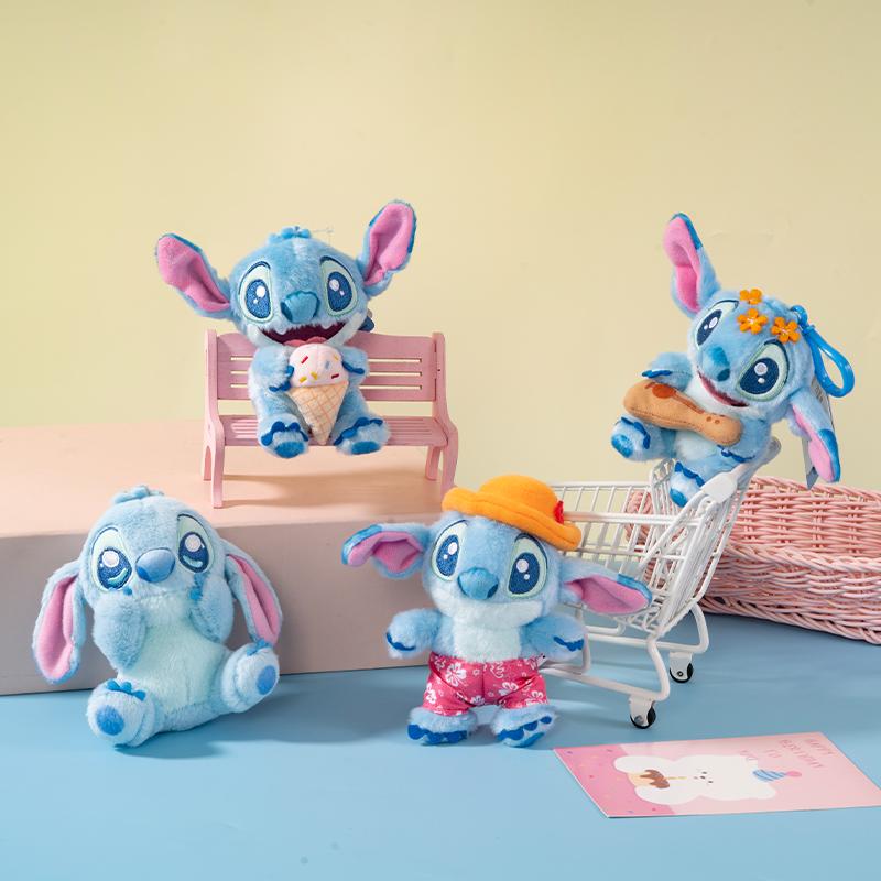Disney Stitch Vacation Series Backpack Pendant Plush Toy Cartoon Cute Doll Keychain Pillow Toy Gift