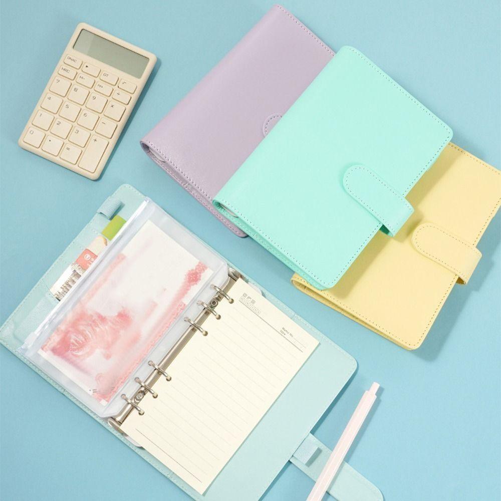Macarone Color Saving Money Binder Pu Leather Budget Binder Loose-Leaf Notebook  Savings Handbook
