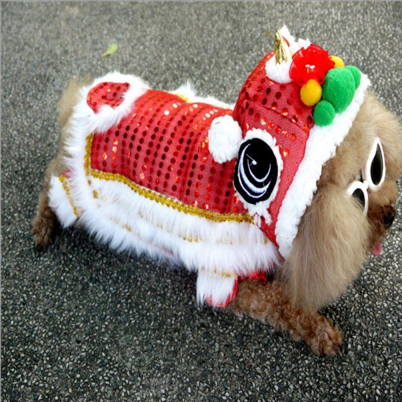 Pet Dog Clothes New Year Chinese Lion Dance Costume Coat For Teddy Costume Small Dog Spring Festival Tang Suit Clothing