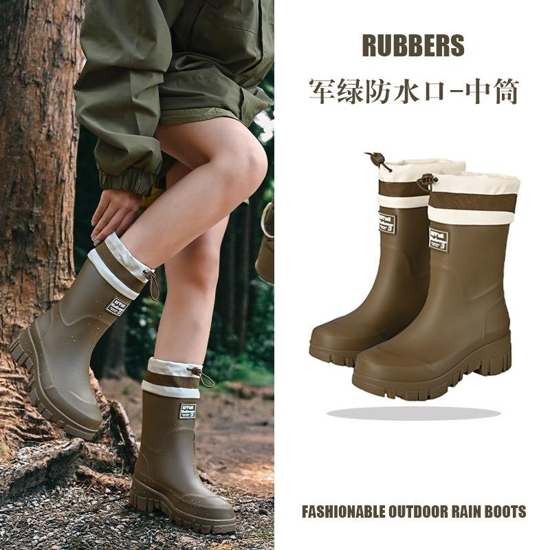 Mountain women's rain boots waterproof bundle pull rope women's boots outdoor camping stream water boots commuting fashion rubber shoes wading boots