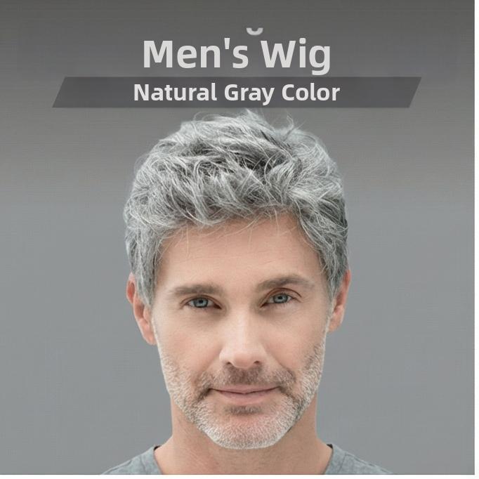 

Мужской короткий прямой парик натурального серого цвета 6inch серый