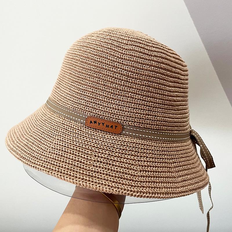 Hut Damen Frühling und Herbst Gesicht kleiner Eimerhut Schleife Beckenhut vielseitiger britischer Eimerhut Tide