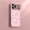 Fashion Pink Heart Bow Pattern Pink Metallic Glass Phone Case For iPhone 17 16 15 14 13 12 11 Pro Max 15 14 Plus 17Air 16E Cover