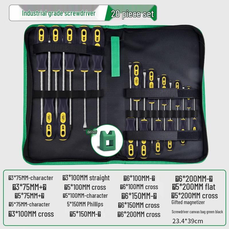 Przemysłowy Magnetyczny Zestaw Śrubokrętów Phillips i Płaskich - Zawiera Bardzo Twarde, Mocne i Małe Narzędzia