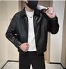Men's regular men's leather jacket solid color versatile pu new spring and autumn simple locomotive leather jacket