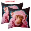 Pink Monkey Pillow Cover Double Sided Print Soft Polyester Throw Pillow Cover Living Room Bedroom Sofa Decor Artistic Vibe Gift