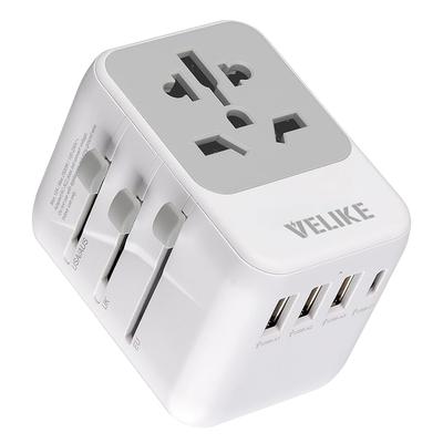 Overseas Conversion Plug VELIKE Outlet Multi Conversion Plug Overseas Power Plug 3 Ports 1 Compatible Worldwide Converter Type Multi Adapter Charger