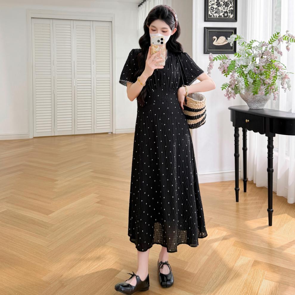 2026 Summer French V-Neck Short Sleeve Floral Maternity Dress