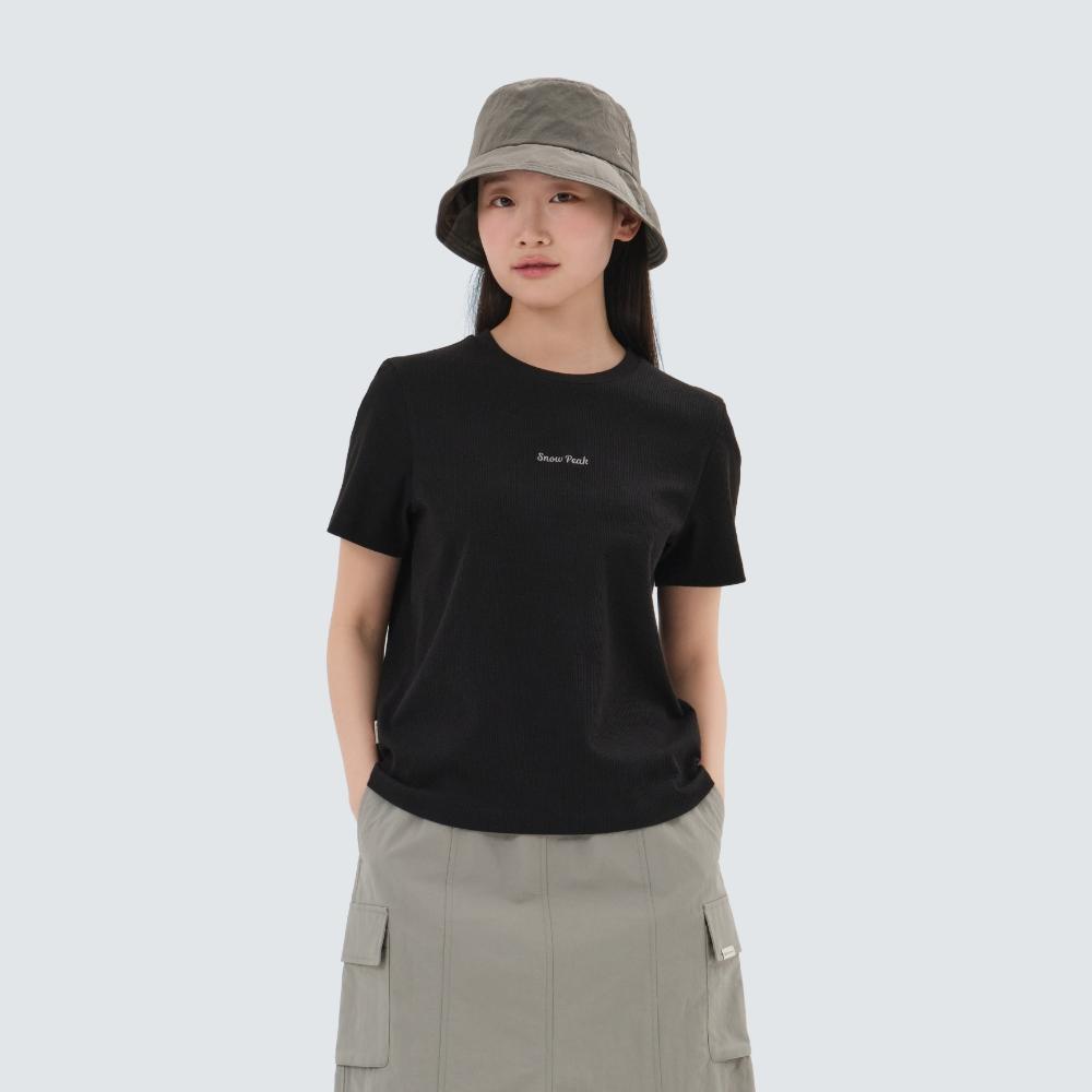SNOWPEAK Ribbed Women's Regular Fit Short Sleeve T-Shirt Black (S25MWFTS39)