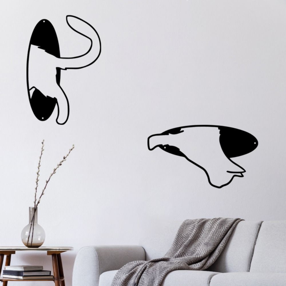 2Pcs/set Iron Art Cat Hanging Pendant Handmade Cat Wall Hanging Ornaments Office