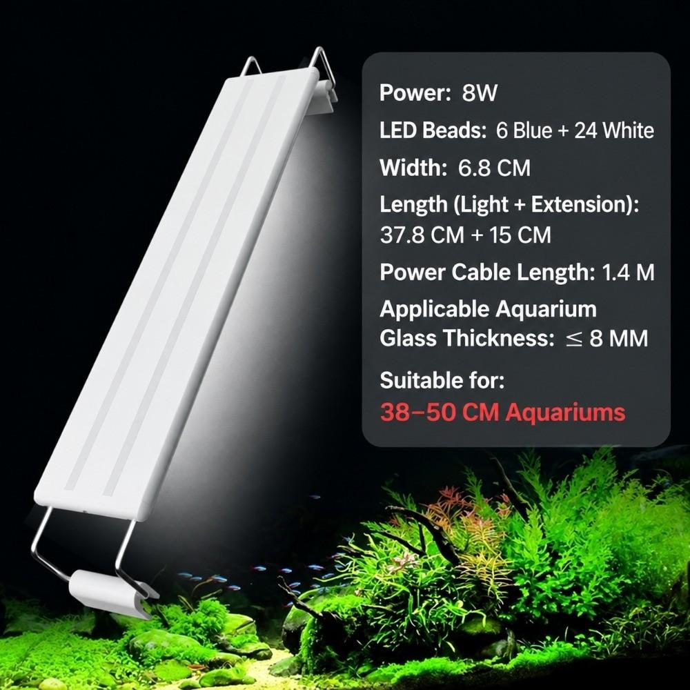 Klipli Akvaryum LED Işığı Süper İnce Su Altı Akvaryum Lambası Balık Tankı Işığı Balık Tankı Aydınlatması