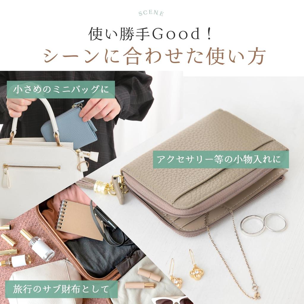 QUERE Mini Slim Wallet, Thinnest Mini Wallet for Women, L-Shaped Zipper, Genuine Leather, Slim, Compact, Lightweight (Ivory)