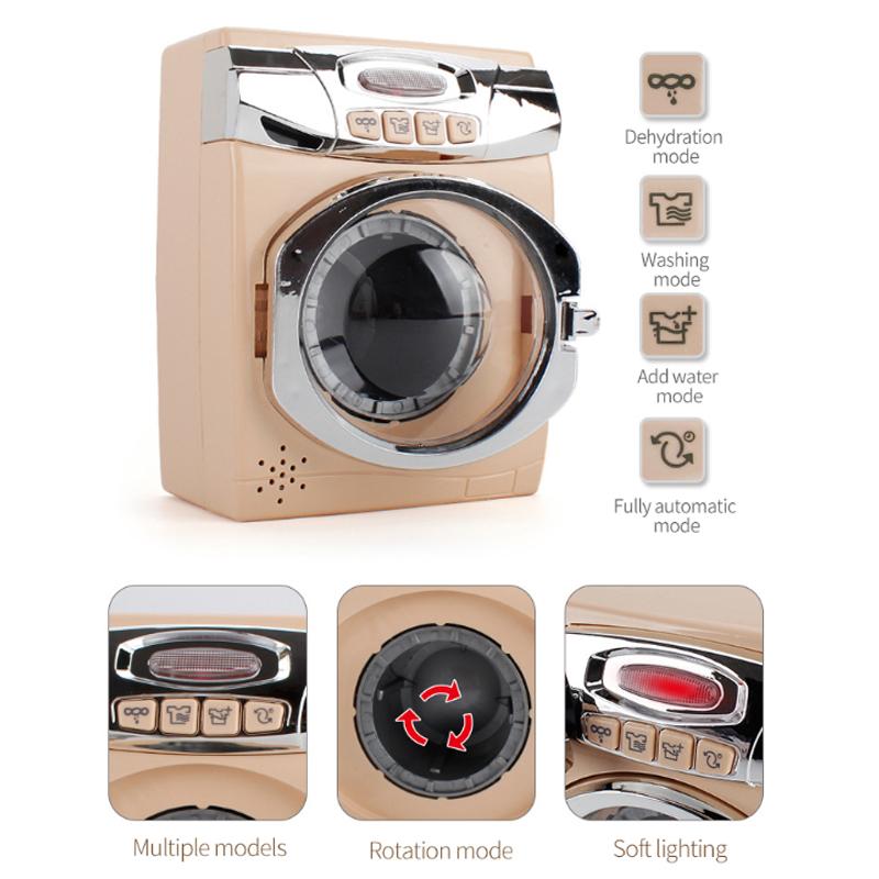 Simulation Electric Kitchen Toys Appliances Pop-up Toaster Microwave Oven Washer Dryer Mixer Blender Set Coffee Maker for Kids