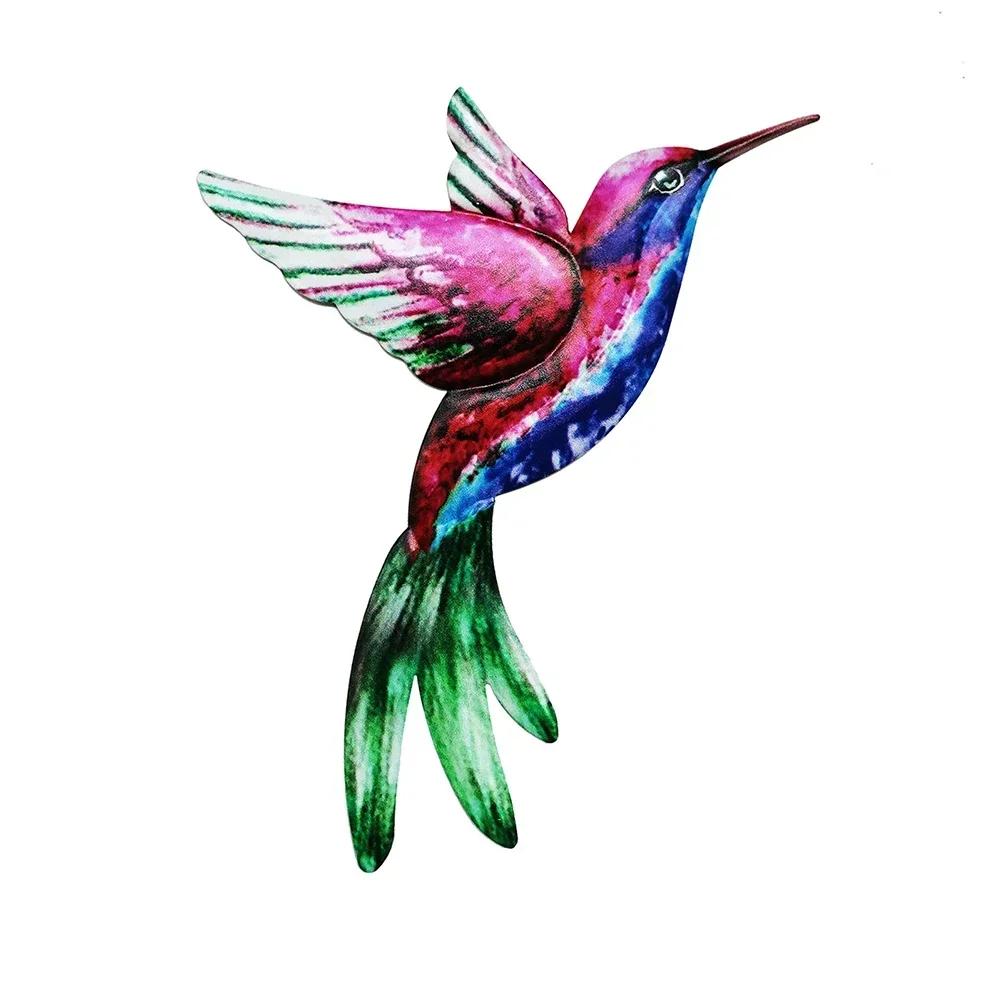 Metal Bird Wall Art Sculpture Outdoor Hanging Ornament Big Hummingbird Pendant For Garden Wall Home Decoration красный