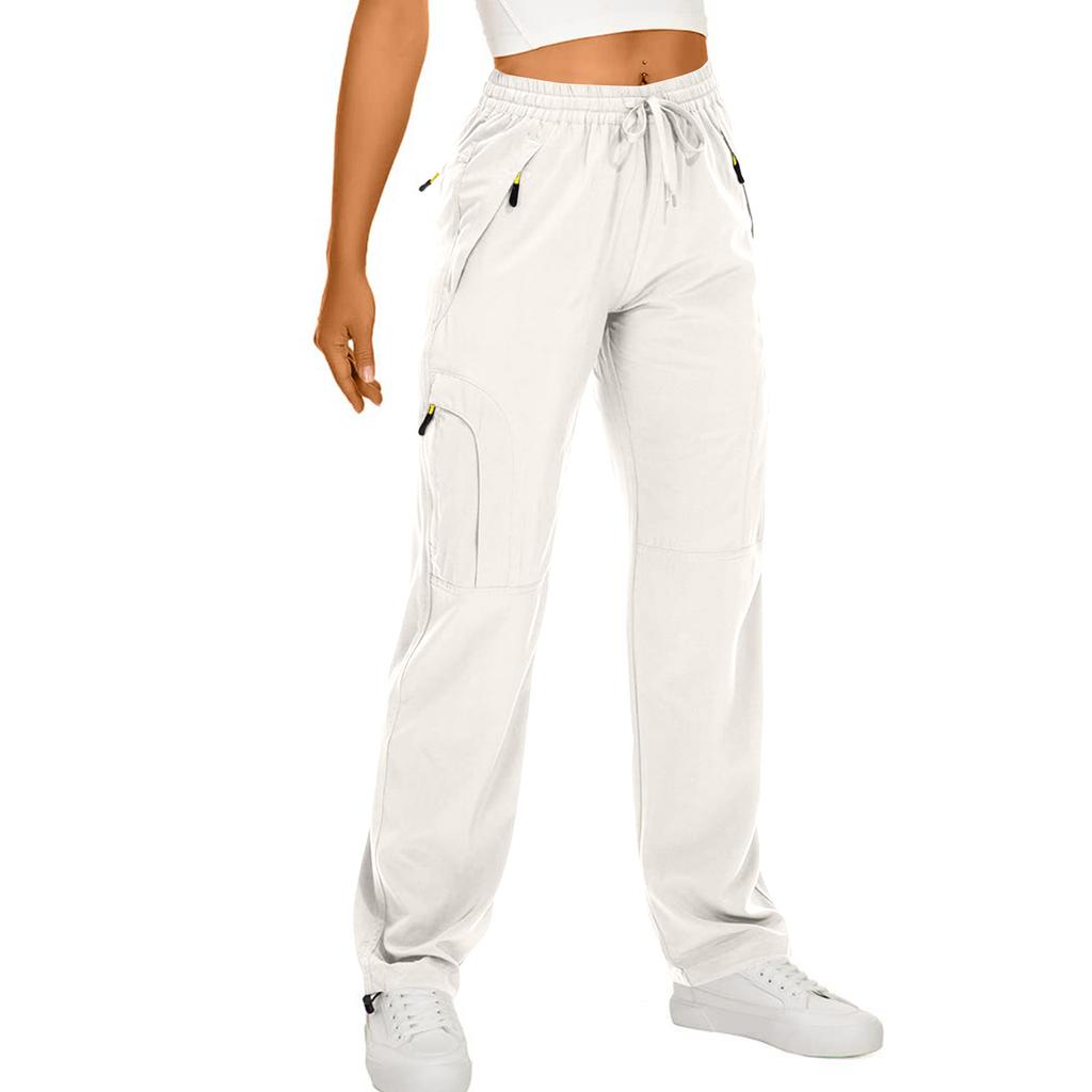 Women's Hiking Pants Waterproof Sweatpant Elastic Waist Zipper Multi-Pocket Casual Sports Trouser