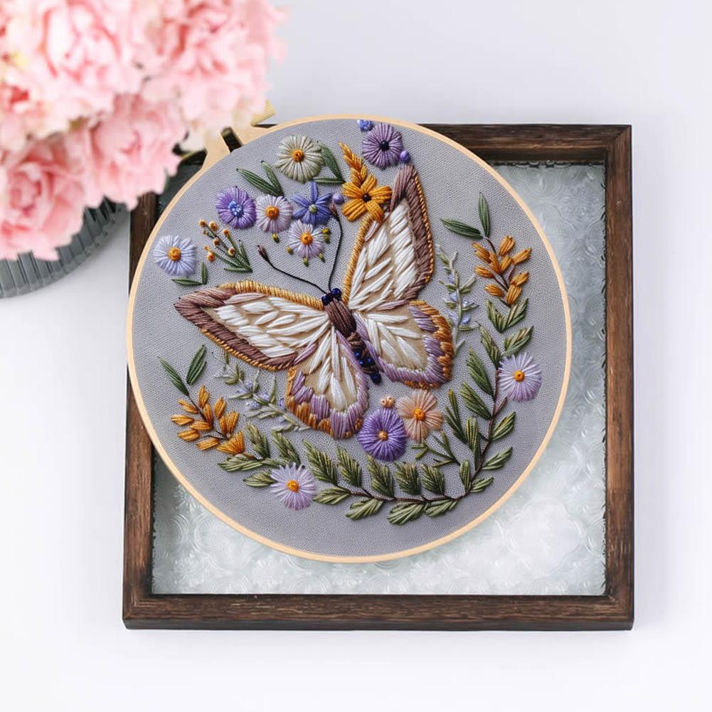 Animal Stamped Cross Stitch Embroidery Kits with Hoop Cloth Color Thread