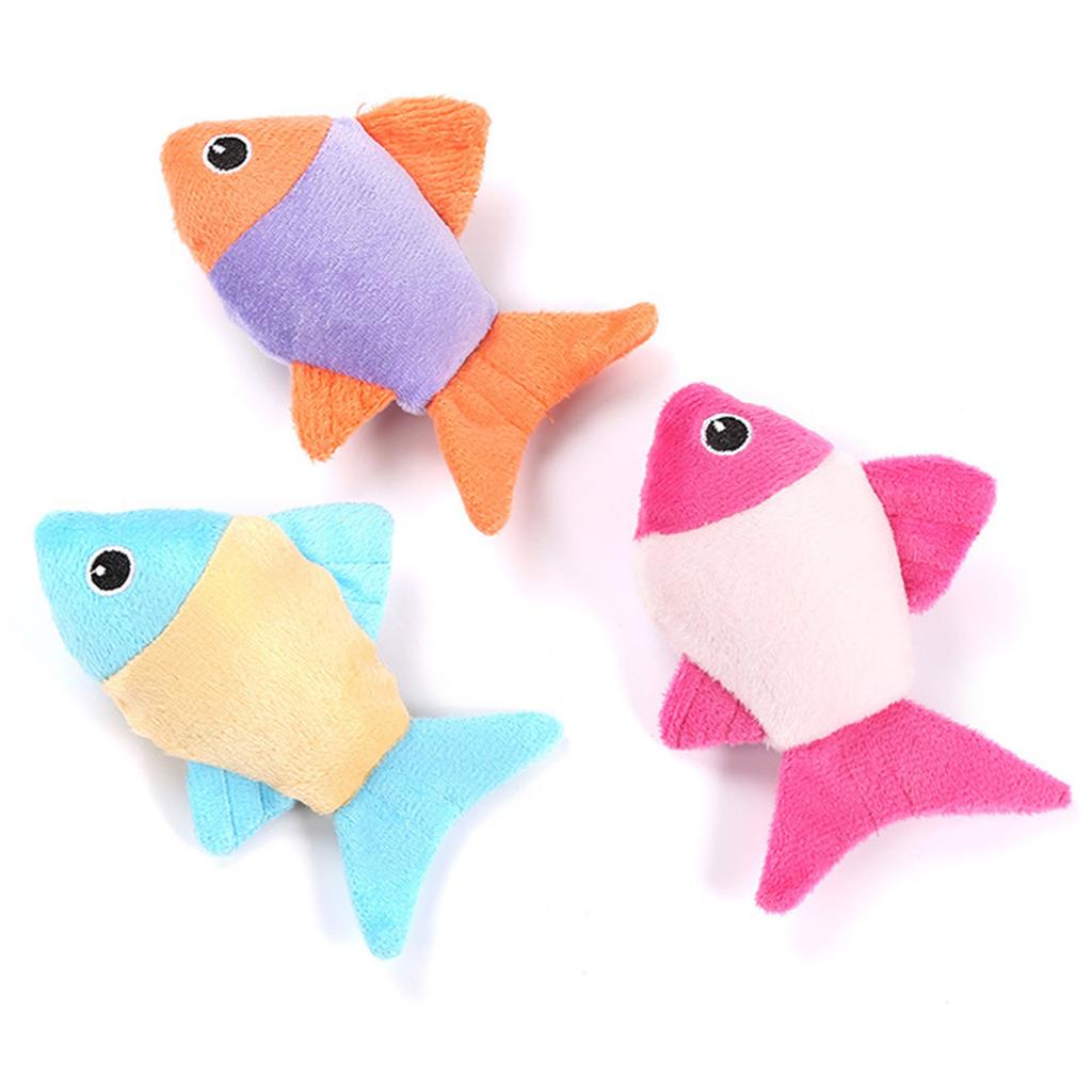 Furry Catnip Toy Fish Toy with Soft Plush- and Chew Cat Grinding Toy with Rattle Sound Cute Fish