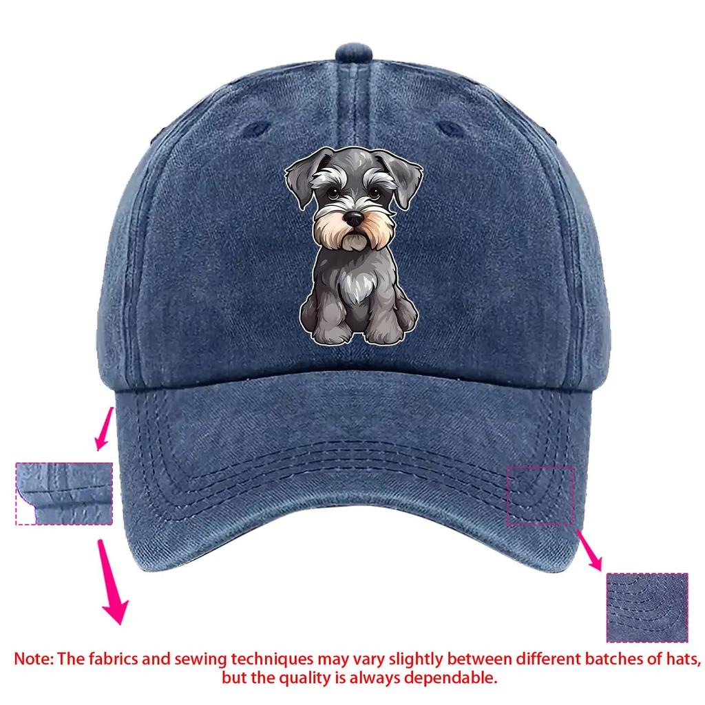 Schnauzer Dog Print Baseball Cap Adjustable Polyester Casual Unisex Outdoor Adult Cap
