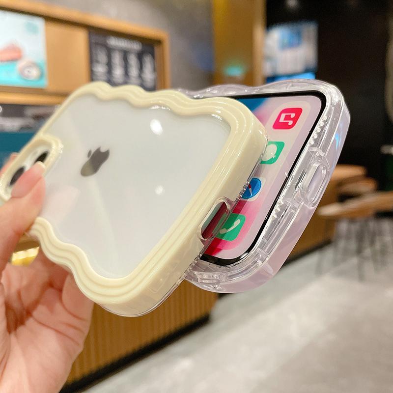 Husă drăguță, transparentă, cu val ondulat, pentru Iphone 13 11 12 14 Plus Pro Max Xs Xr X, rezistentă la șocuri, transparentă, moale, estetică Coque