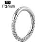 1PC Earrings Studs G23 Titanium Piercing Zircon 8/10/12mm Hoops Clicker Nose Rings Septum Tragus Cartilage Helix Conch Piercing
