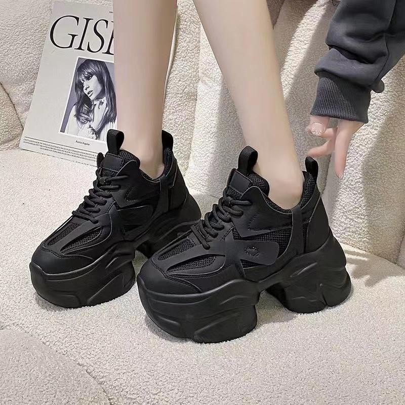 Fashion 9cm Hidden Heel White Shoes Trendy Women's Shoes New Breathable Thick Bottom Versatile Casual Shoe Comfortable Women's Sneakers