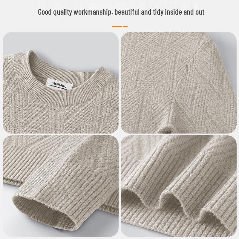 Men's Lyocell Wool Crew Neck Sweater - Warm, Light, Mature Style Knitwear