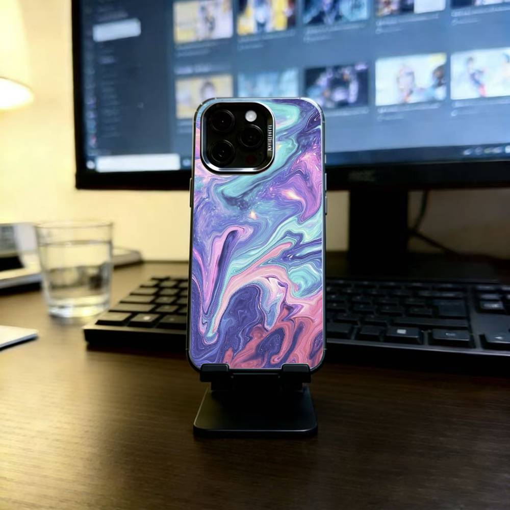 Psychedelic trippy Holographic Phone Case For iPhone 17,16,15,14,13,12,11 Plus,Pro Max,XS,Colorful Silver Black Cover