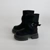 Fashion Versatile Belt Buckle Round Head Thick Sole Heightening Short Boots Women's 2025 Autumn and Winter New Fashion Versatile Thick Sole Boots