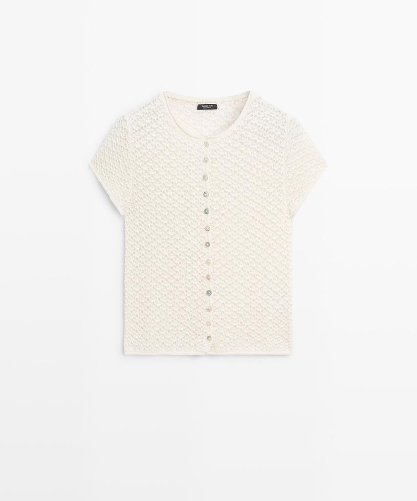 Masimodutti Crochet Knit Cardigan