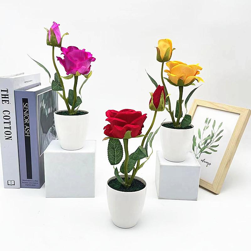 Black Artificial Rose Sand Bonsai Wedding Home Decor Photography Prop Party