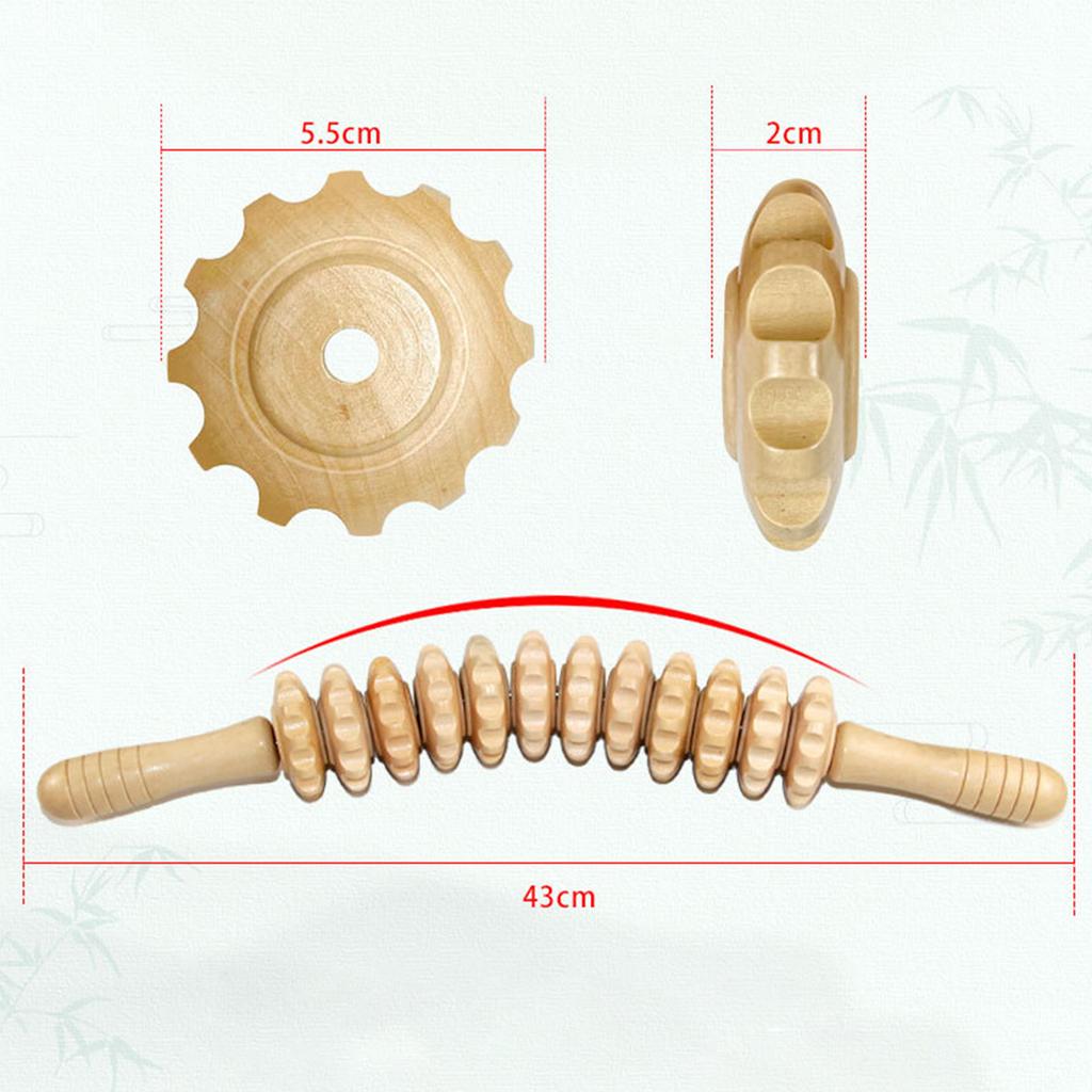 Wooden Roller Massager Wooden Therapy Roller Gear Stick Abdomen Body Muscle Belly Relief Tool Suitable for Women and Men