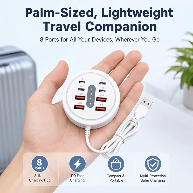 8 In 1 Ports Usb Charger Power Strip Desktop Charging Station Fast Charging Usb Hub Adapter Mobile Phone Charging Socket