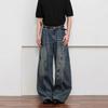 New Retro Washed Old Scimitar Jeans Men's and Women's American Loose Wide-leg Long Pants