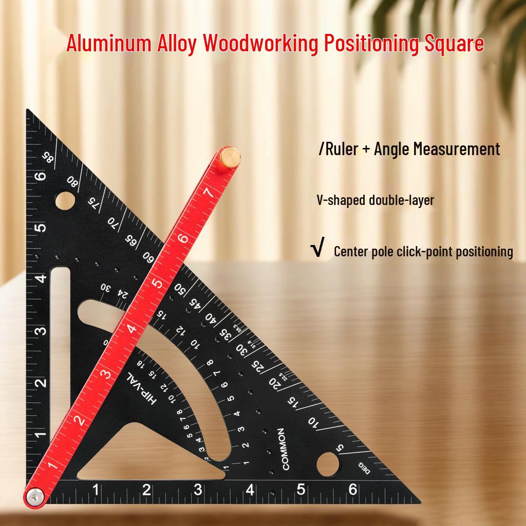 Aluminum Alloy Woodworking Multi-Functional Triangle Ruler with Sliding Rod