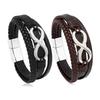 New Genuine Leather Woven Bracelet for Men Infinity Charm Wrap Bracelets Male Hand Jewelry Boho Braided Leather Bracelet Homme